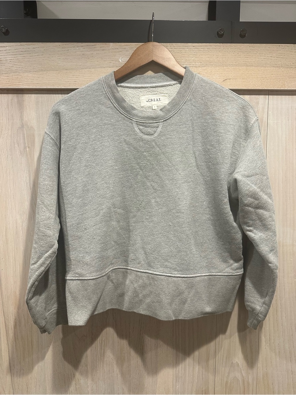 THE GREAT. Light Heather Gray Crewneck Sweatshirt